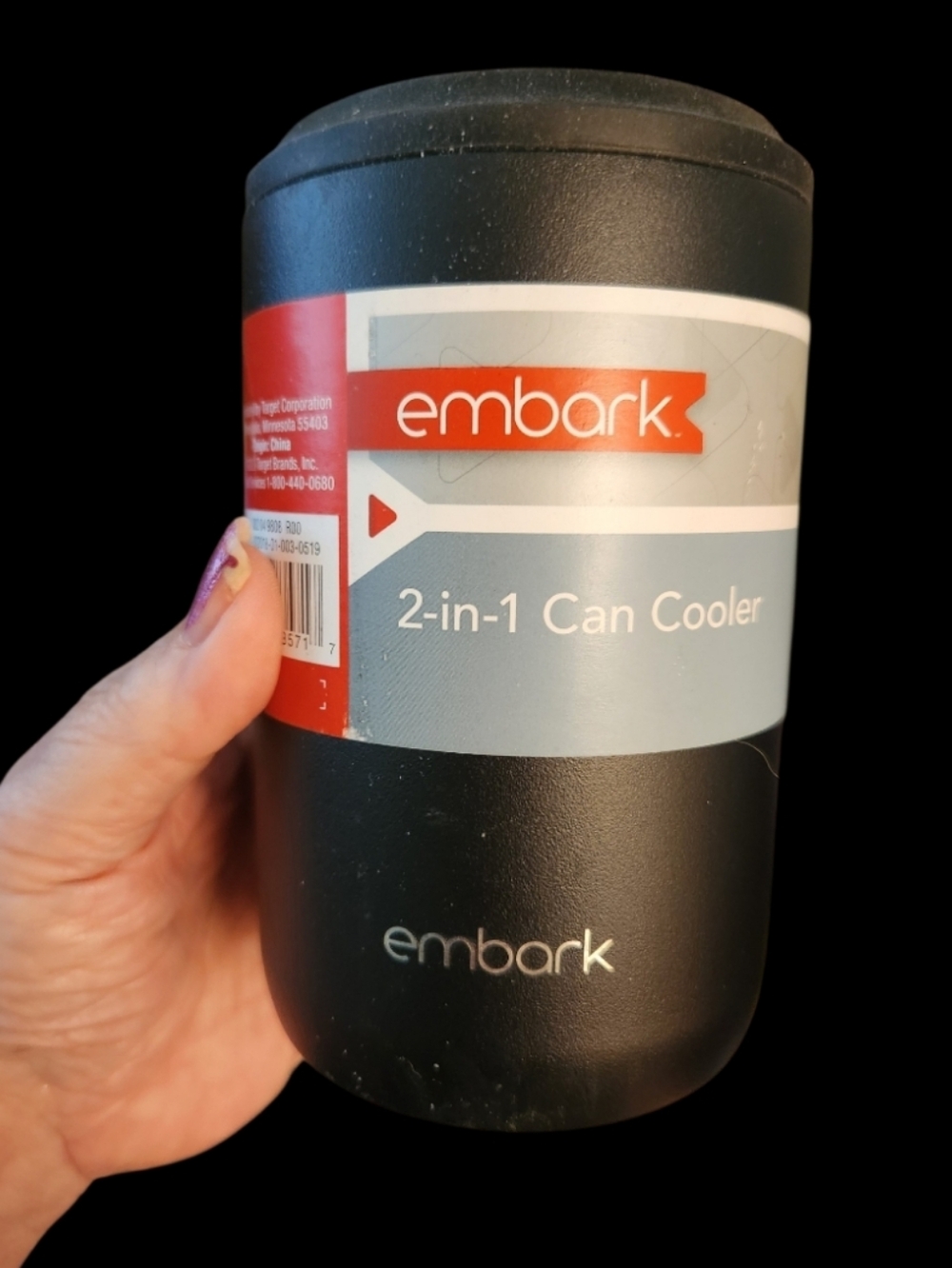 embark Black 2-in-1 Can Cooler
